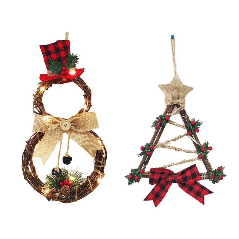 Рождественский венок гирлянда на дверь окно настенное украшение из ротанга с