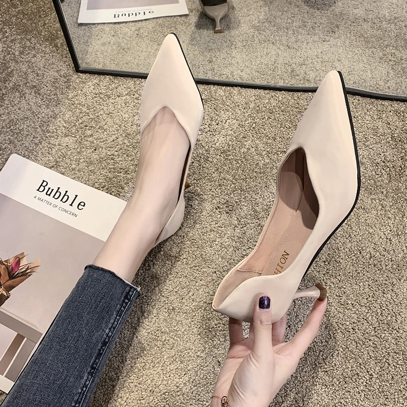 

Fashion Designer Ladies High Heels High Quality New Office Simple Solid Color Female Pointed Toe Thin Heels High Heels W32-35