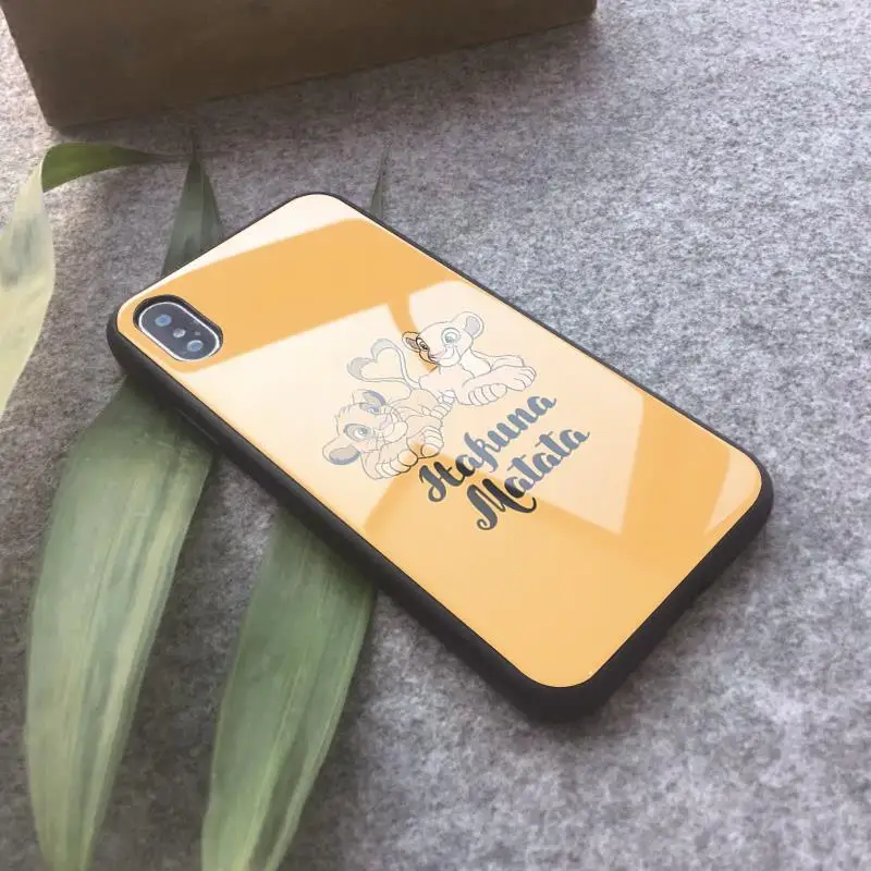OUTMIX simba Король Лев чехол из закаленного стекла для телефона iPhone 7 8 6 6S Plus XS MAX XR 5 5S SE |