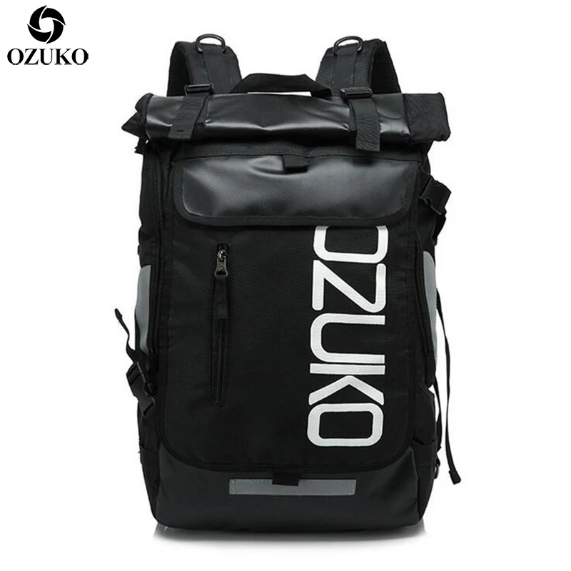 Модный школьный рюкзак OZUKO для мужчин Вместительная дорожная сумка повседневные