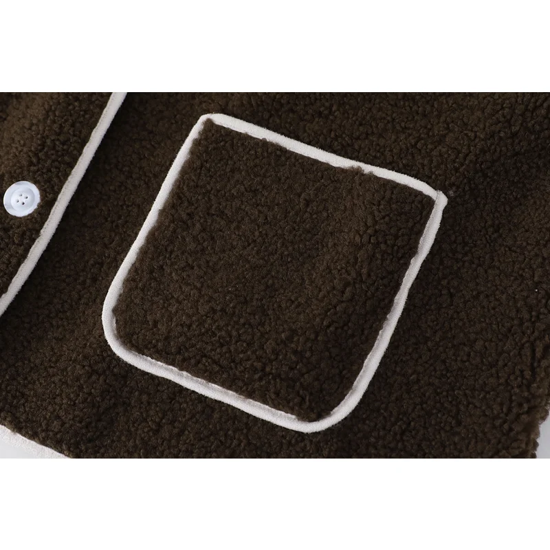 MOLAN Elegant Woman Lamb Wool Overcoat Vintage Thick Plus Loose Casual Loose Warm Short Parkas Jacket Sweet Female Chic Jacket