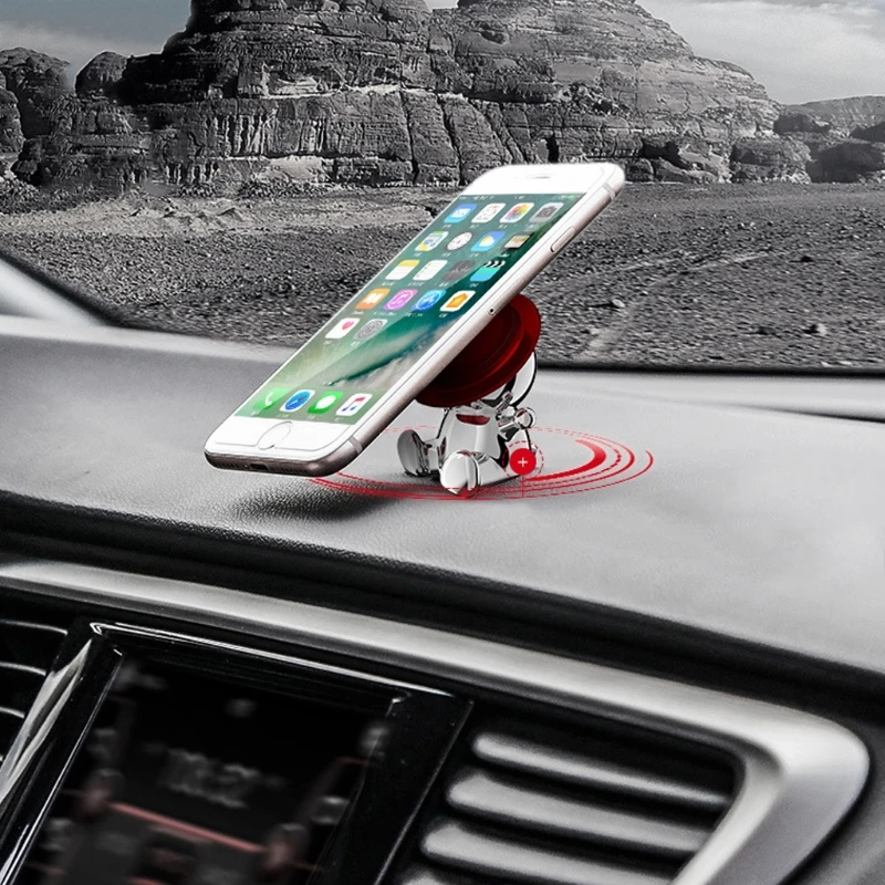

Magnetic Car Phone Holder Bracket Universal Fit Sturdy Stand Save Space Easy to Operate Rotatable Hat Multicolor T21E