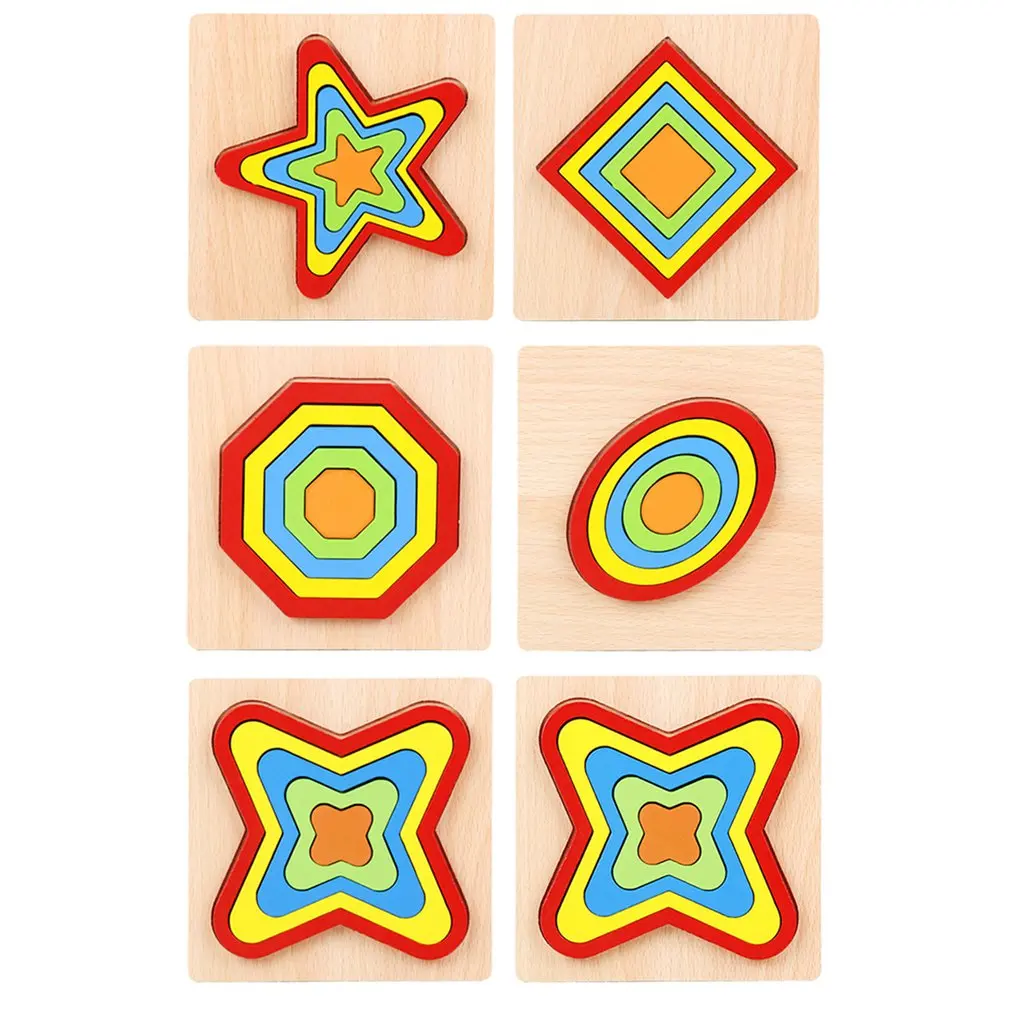 

Early Learning Wooden Geometric Shape Puzzle Cognition Children Puzzle Board Learning Sensory Toy Kids Educational Toy