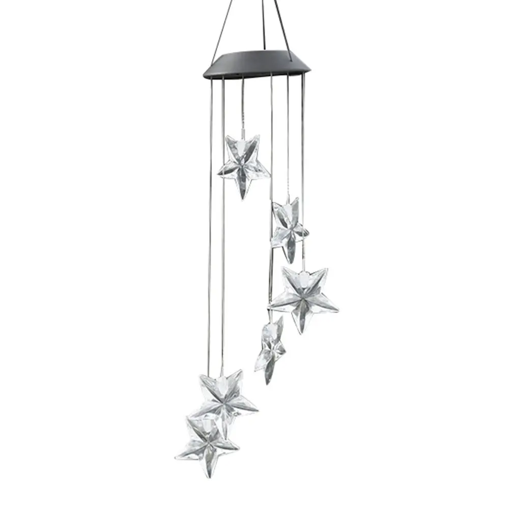 Led Solar-Powered Star Lights Solar Wind Chime Light Transparent Hummingbird Color Colourful | Лампы и освещение
