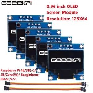 Модуль GeeekPi 0,96 дюйма OLED-экран 128*64 IIC SSD1306 для Raspberry Pi 4 B  3 B (+)  2 B  Zero (W)  Beaglebone черныйC51