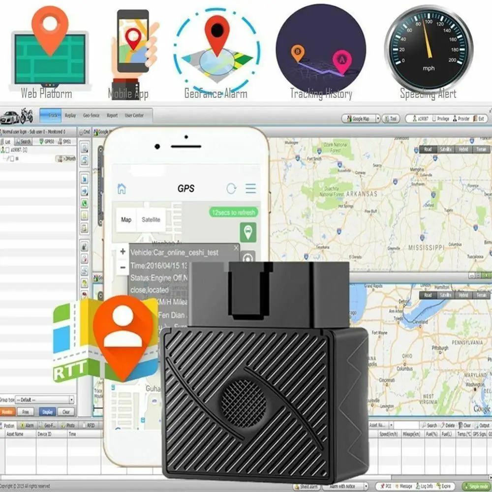 2019 OBD II gps-трекер 16PIN Plug Play Car GSM OBD2 устройство слежения gps локатор OBDII с