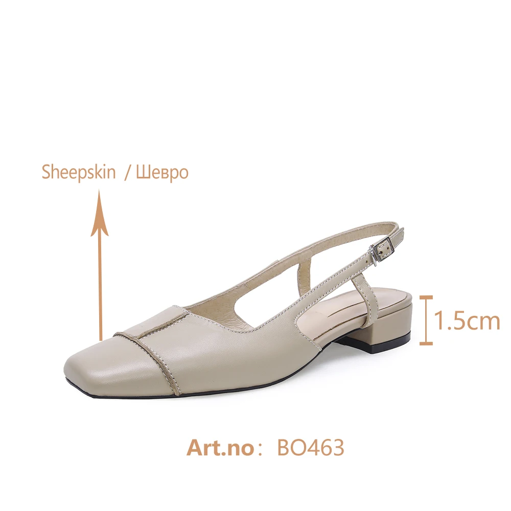 

BESCONE Concise Women' s Pumps England Style Casual High Quality Sheepskin Slingbacks Buckle Comfortable Shoes Solid Pumps BO463