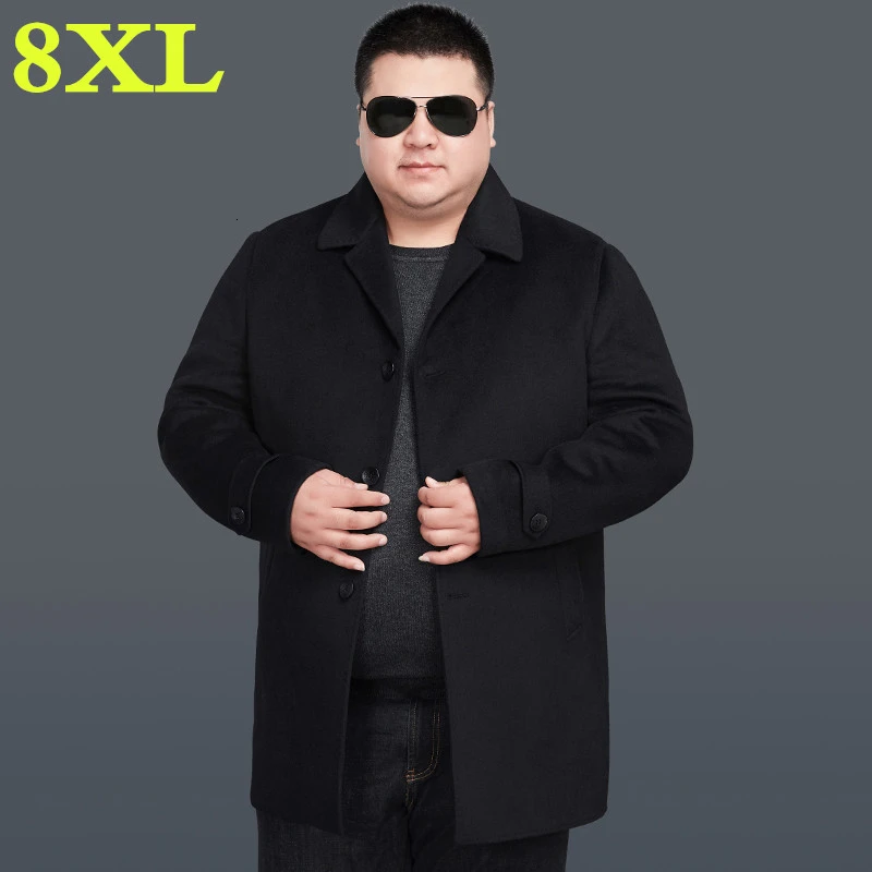 

Шерстяное двустороннее шерстяное пальто 8XL, мужское теплое пальто, ветровка, увеличивающая рост, легкое Свободное пальто