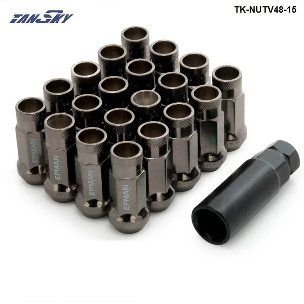 Titanium as Pic Гоночный красный 48 мм стальной открытый Exhtended колеса Желудь обода гайки набор 12*1,5 тюнер 20 шт с ключом TK-NUTV48-15-RD - Название цвета: Titanium as Pic