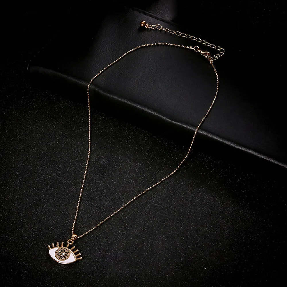 Глаз золотого цвета ожерелье для женщин Длинная цепочка Кристалл турецкое с