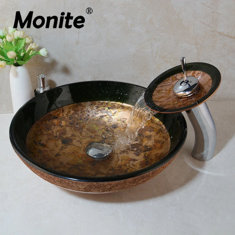 Раковина для ванной комнаты Monite из коричневого стекла раковина искусственного с