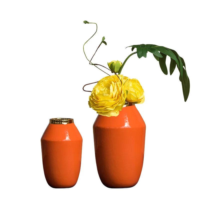 Цзиндэчжэнь простая современная керамическая ваза оранжево-Красного цвета из