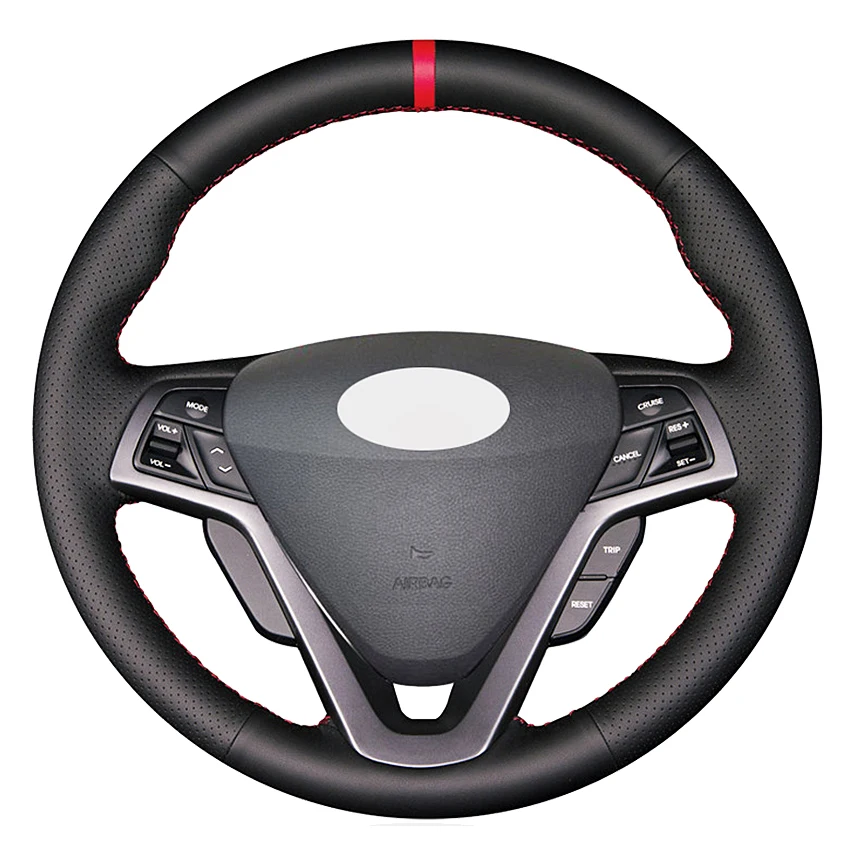 

Black Genuine Leather Hand-stitched Car Steering Wheel Cover For Hyundai Veloster 2011 2013 2012 2014 2015 2016 2017