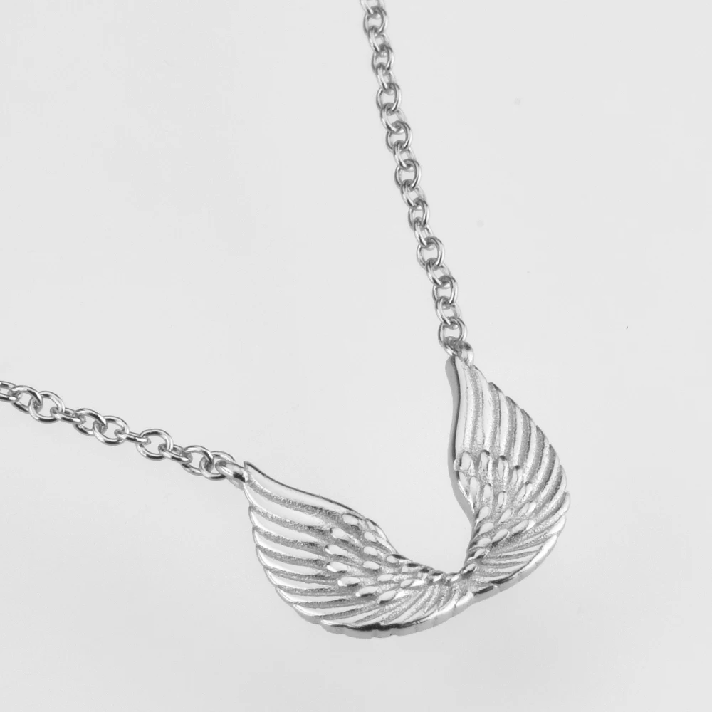 Женское колье с подвеской в виде крыла и пера из серебра 925 пробы | Украшения