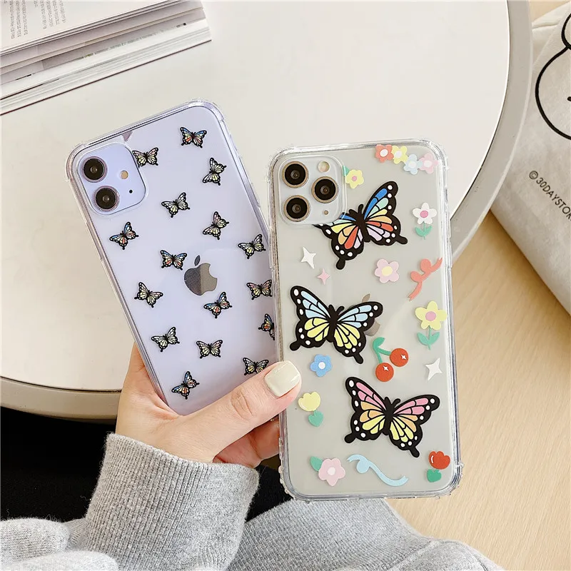 INS милый чехол для телефона с рисунком бабочки iphone 11 Pro Max 7 8 plus X XR XS SE 2 2020 модные