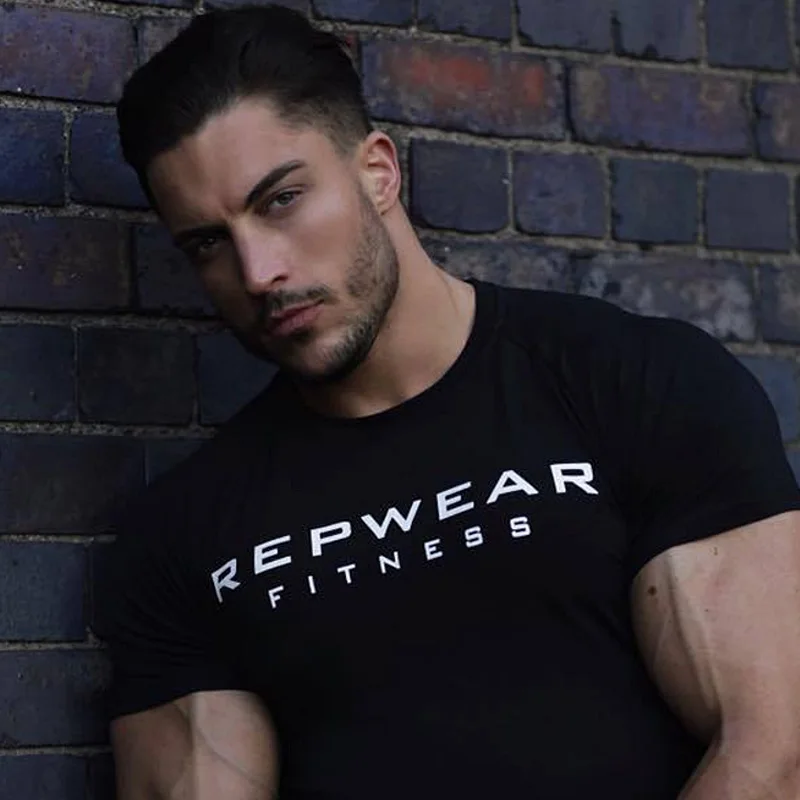 Летняя мужская хлопковая Спортивная повседневная футболка с коротким рукавом