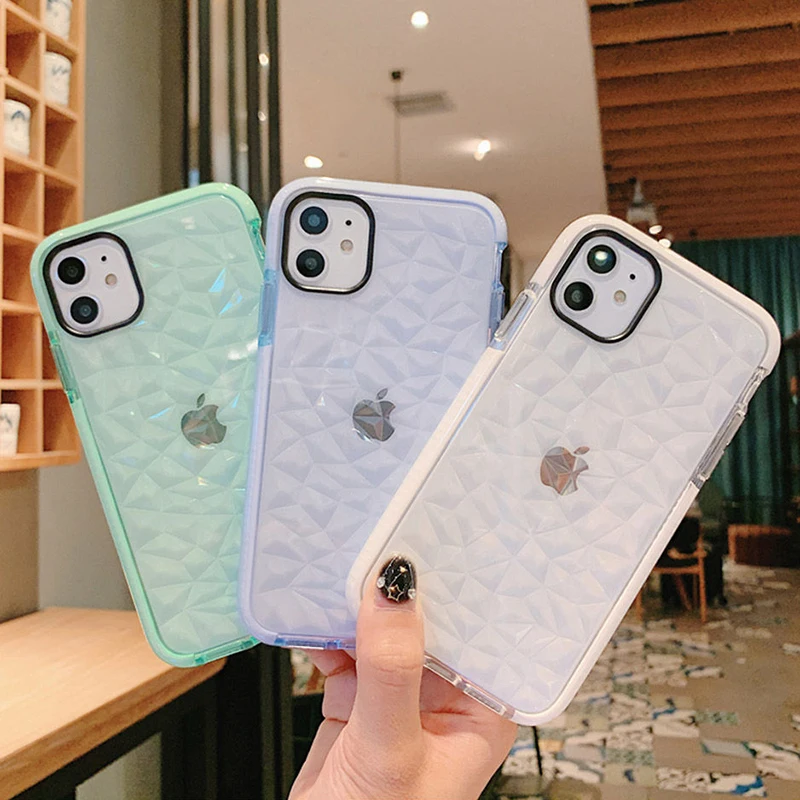 Прозрачный мягкий чехол для телефона из ТПУ с геометрическим рисунком iPhone 12 11 13Pro