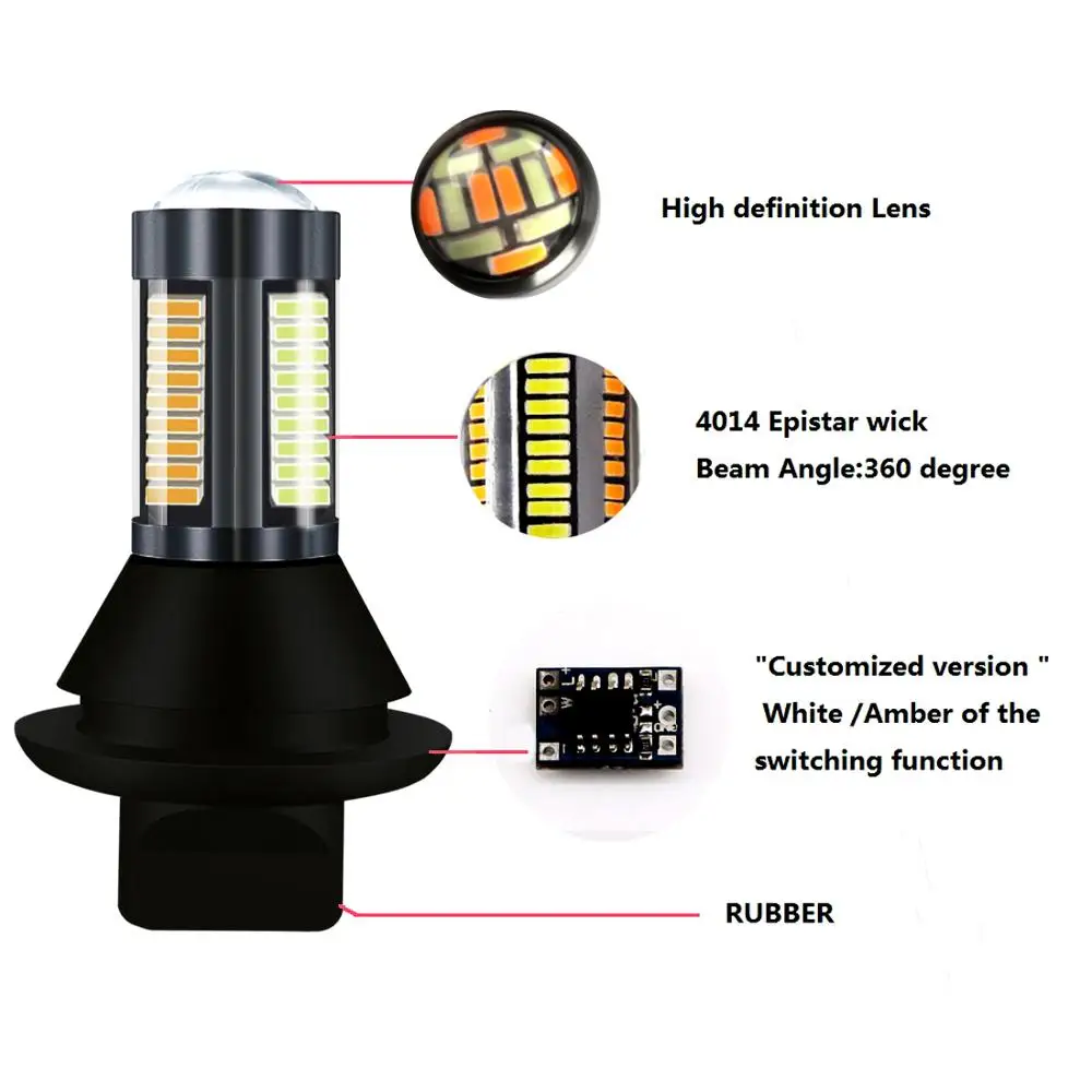 2 шт. 66SMD 4014 светодиодный сигнал поворота на лицевой стороне автомобиля лампа DRL