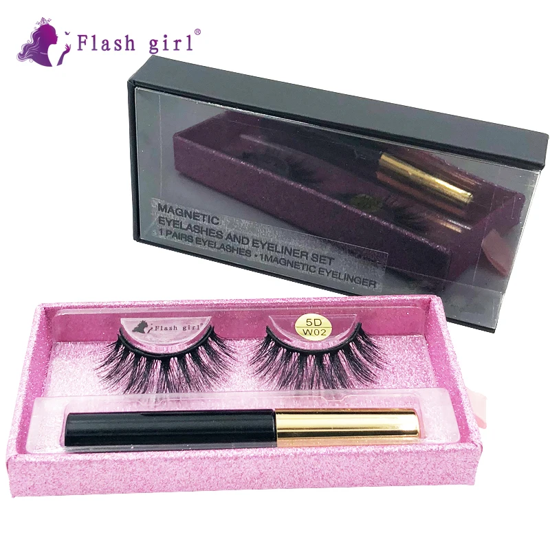 

Flash Girl 5D-W series W02 comfortable mink magnetic eyelashes and eyeliner suit