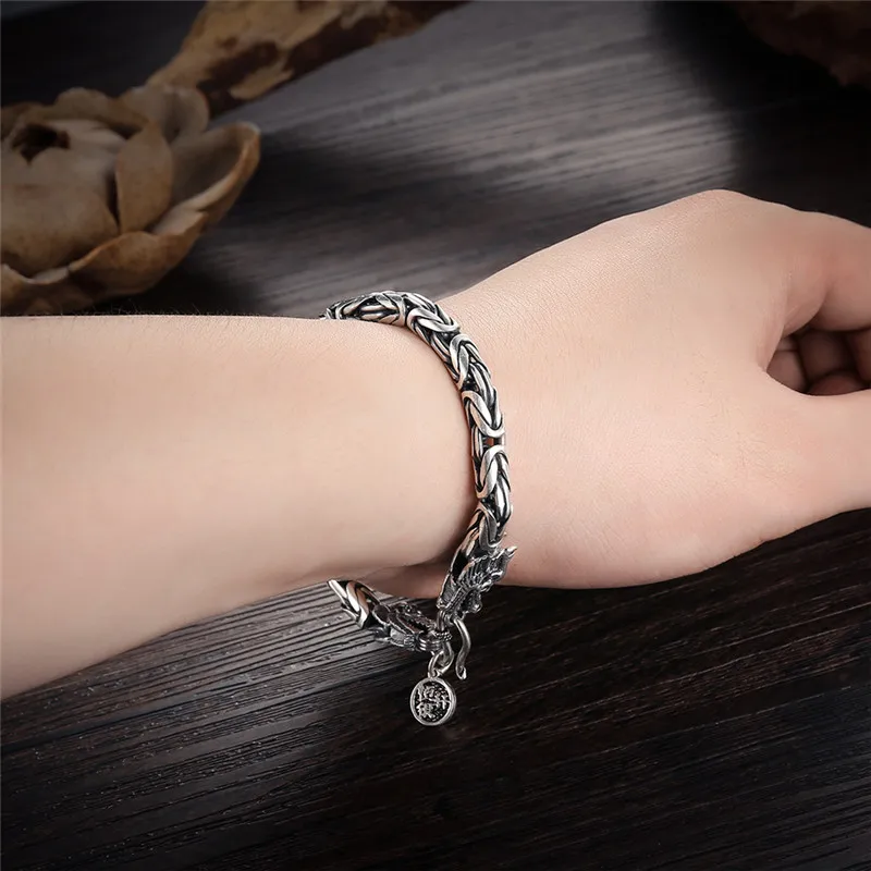 Мужской браслет на запястье реальная зеркальная Серебряная винтажная Пряжка M