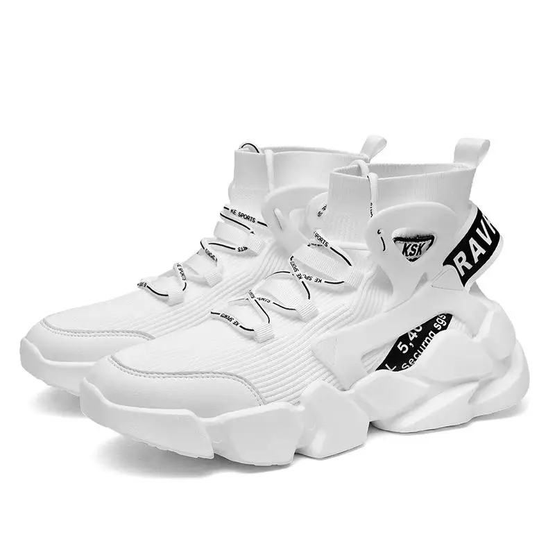

Men's White Knitted Socks Shoes Breathable Non-slip Wear-resistant Trend Sports Shoes Basketball Shoes Daily Casual Shoes HL034