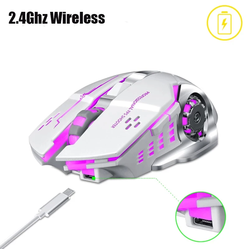 

Rechargeable Gaming Wireless Mouse Silent Ergonomic Gaming Mice LED RGB Backlight 2400 DPI for Laptop PC Gamer Mouse