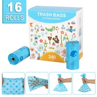 biodegradable dog poop bags earth friendly 240pcs 16 rollsbox pet dog cat waste bags thicken garbage bag blue poop bag