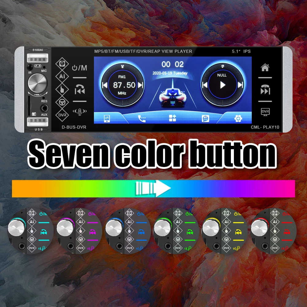 Универсальный автомобильный аудиоплеер Podofo 1 Din 5188 дюйма RDS зеркальная ссылка для