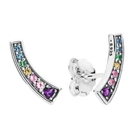 authentic 925 sterling silver hot money colorful arc rainbow pan earrings suitable for womens wedding gift diy jewelry