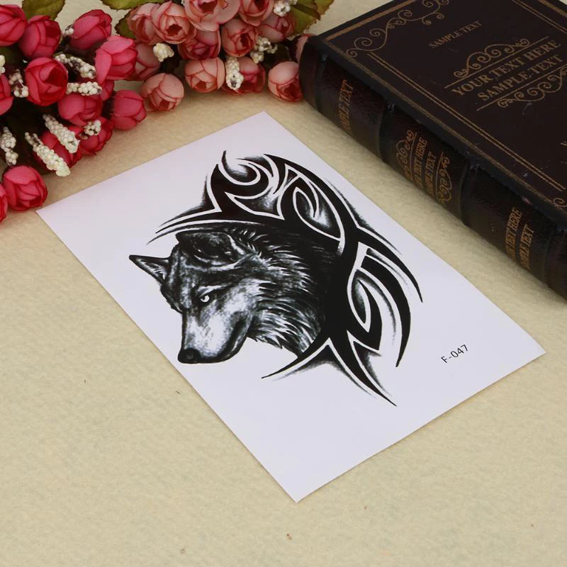

Waterproof Temporary Tattoo Stickers Arm Body Art Decor 1Pcs Men's Tattoo Stickers Cool Wolf Shape