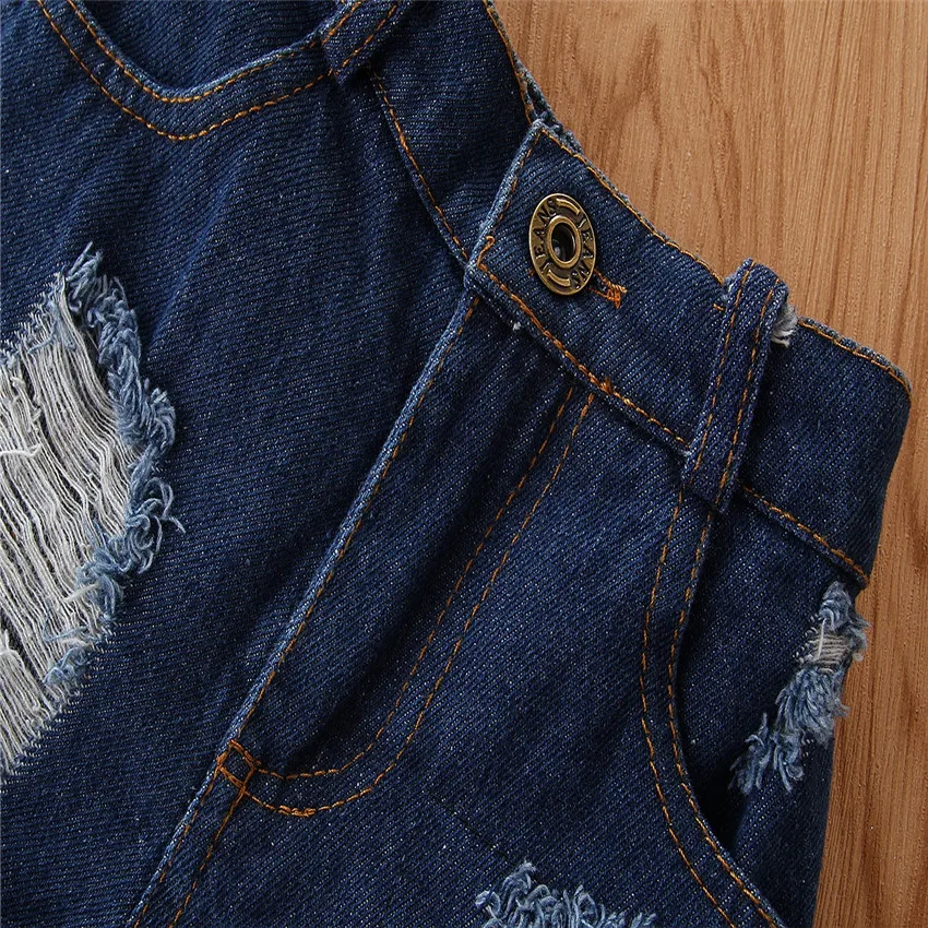 

Baby Girls Clothes Summer Kids Clothes Set T-shirt+denim Shorts+hair Band Suit 3pcs Cute Leopard Frayed Jeans Baby Newborn Suit
