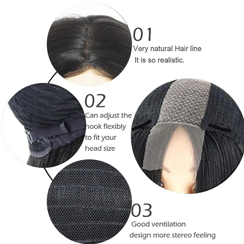 

Linghang Long Straight Black Wig Synthetic Wigs for Women Natural Middle Part Wig Heat Resistant Fiber Natural Looking Wig