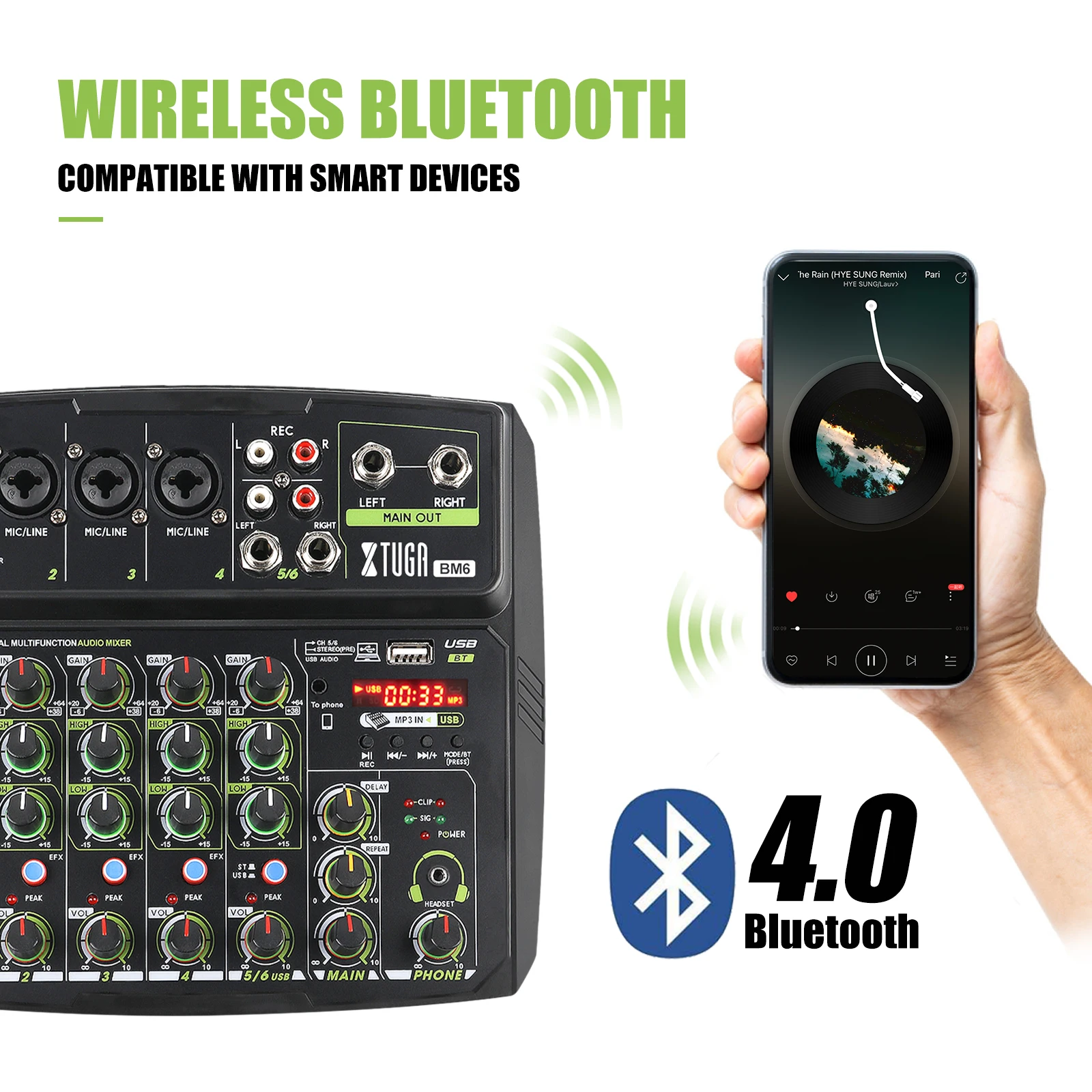 XTUGA микшер аудио DJ консоль с мобильный телефон функцией прямого эфира Bluetooth