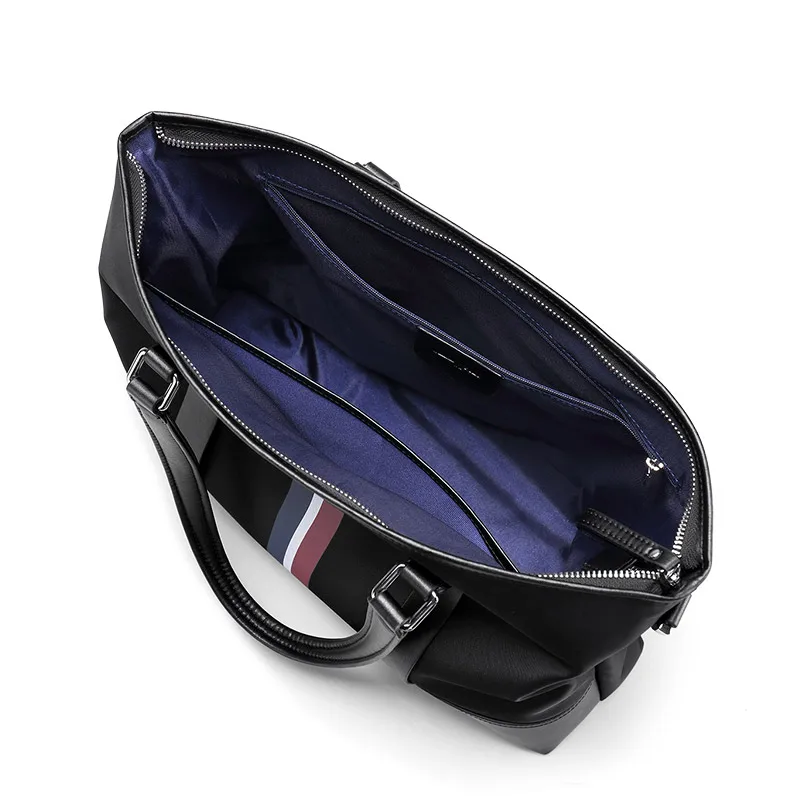 Bag Unisex Solid Waterproof 14 inch Laptop Breifcase Large capacity Hidden zipper pocket Black