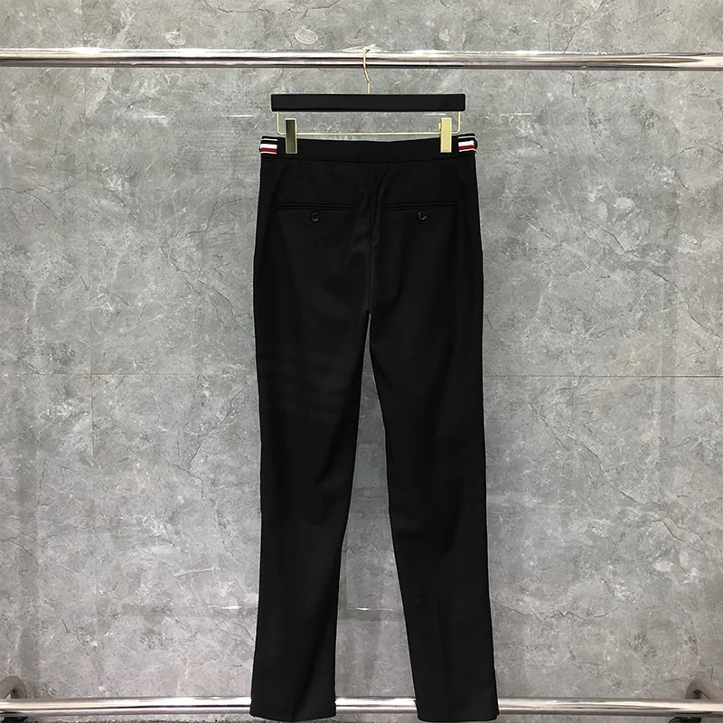 

2021 Fashion Brand Pants Men Casual Suit Pants Wool Cotton Black Business Striped Spring And Autumn Formal Trousers ins