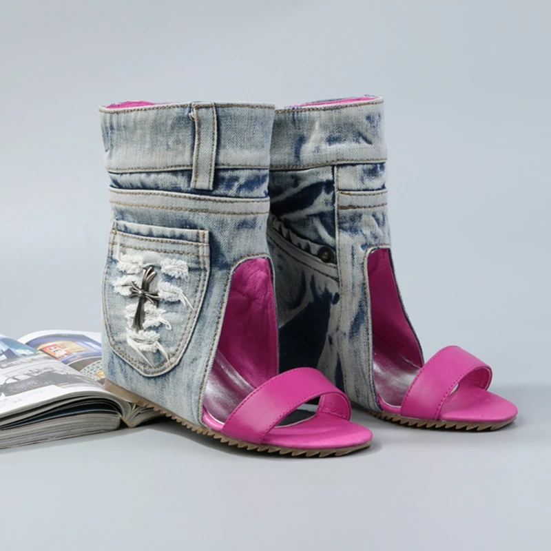 Летняя ковбойская обувь женские босоножки из козьей кожи на высоком каблуке