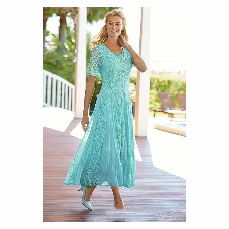 Элегантное ниже колена кружевное платье для матери невесты платья с круглым