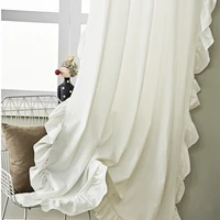 white ruffle curtain for bedroom cotton linen curtain for living room window drapes bay valance window dector grey curtains