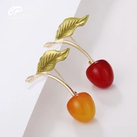 creative red cherry brooches for women enamel cherries fruits weddings casual party brooch pins gifts