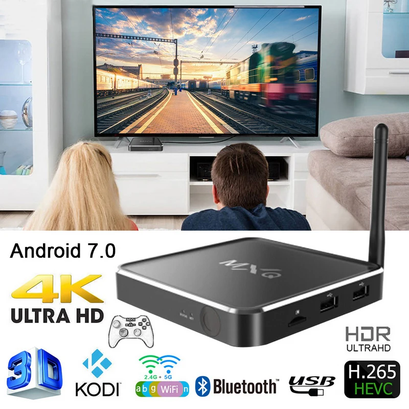 Блок для ТВ mxq PRO tv box 4K HD 2G + 16G 4G 32G Android 7 1 Голосовое управление видео динамик 2 WiFi Smart