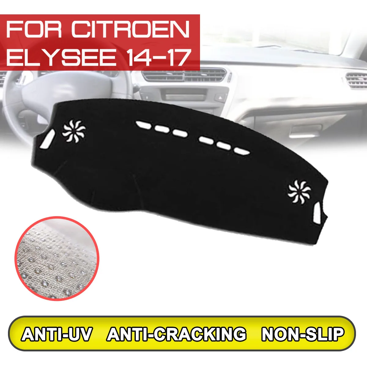 

for Citroen C-Elysee 2014 2015 2016 2017 Car Dashboard Mat Anti-dirty Non-slip Dash Cover Mat UV Protection Shade