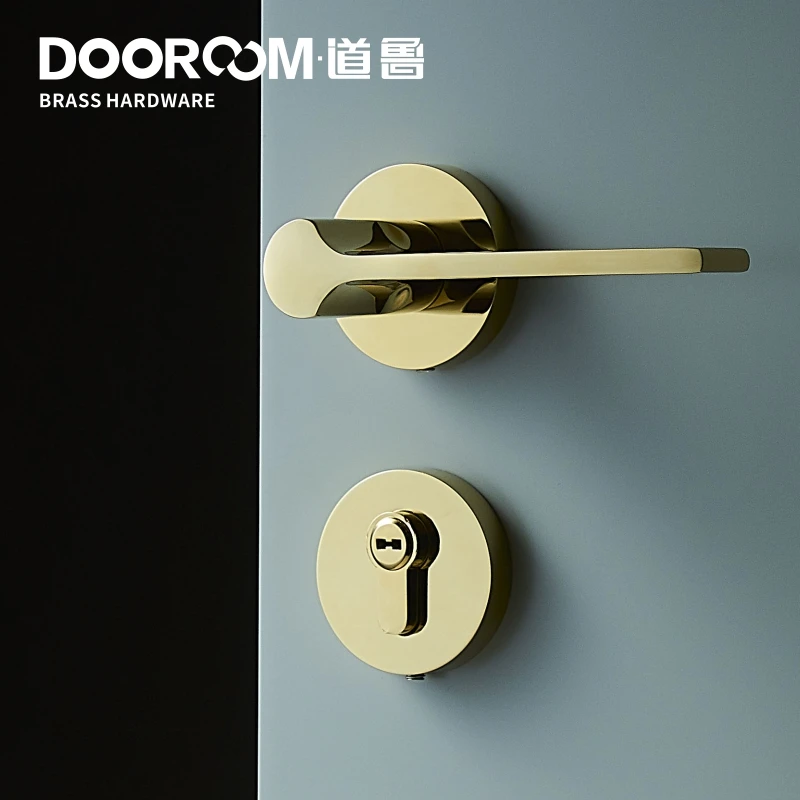 Dooroom латунный дверной рычаг бесшумный блестящий современный светильник роскошный скандинавский двойной деревянный дверной замок для спальни ванной комнаты