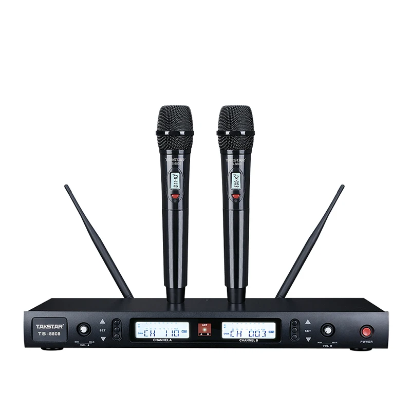 TAKSTAR Профессиональный UHF беспроводной микрофон с 2 ручными двухканальными микрофоном для караоке Домашние развлечения класс TS-8808