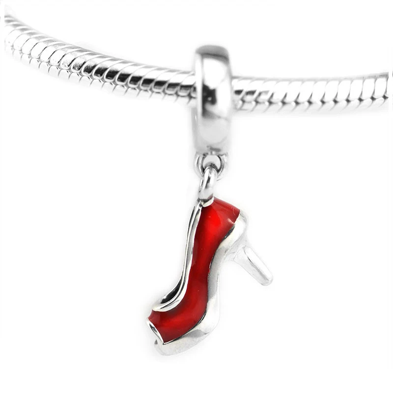 

Fits Pandora Bracelet 925 Sterling Silver Red Stiletto Dangle Charms Beads DIY Jewelry Making for Women Berloque