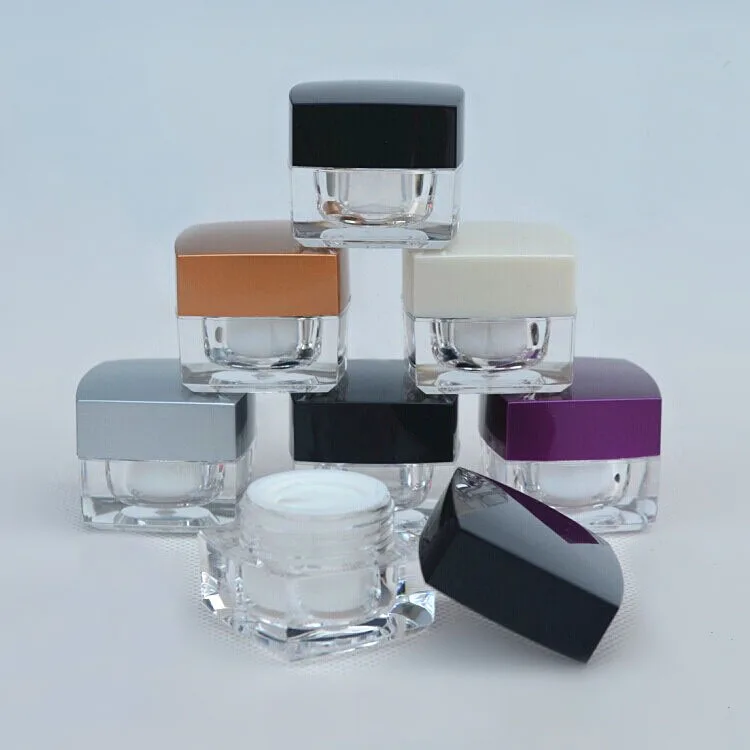 5g пластиковая квадратная бутылка для крема нескольких цветов/банка/олово