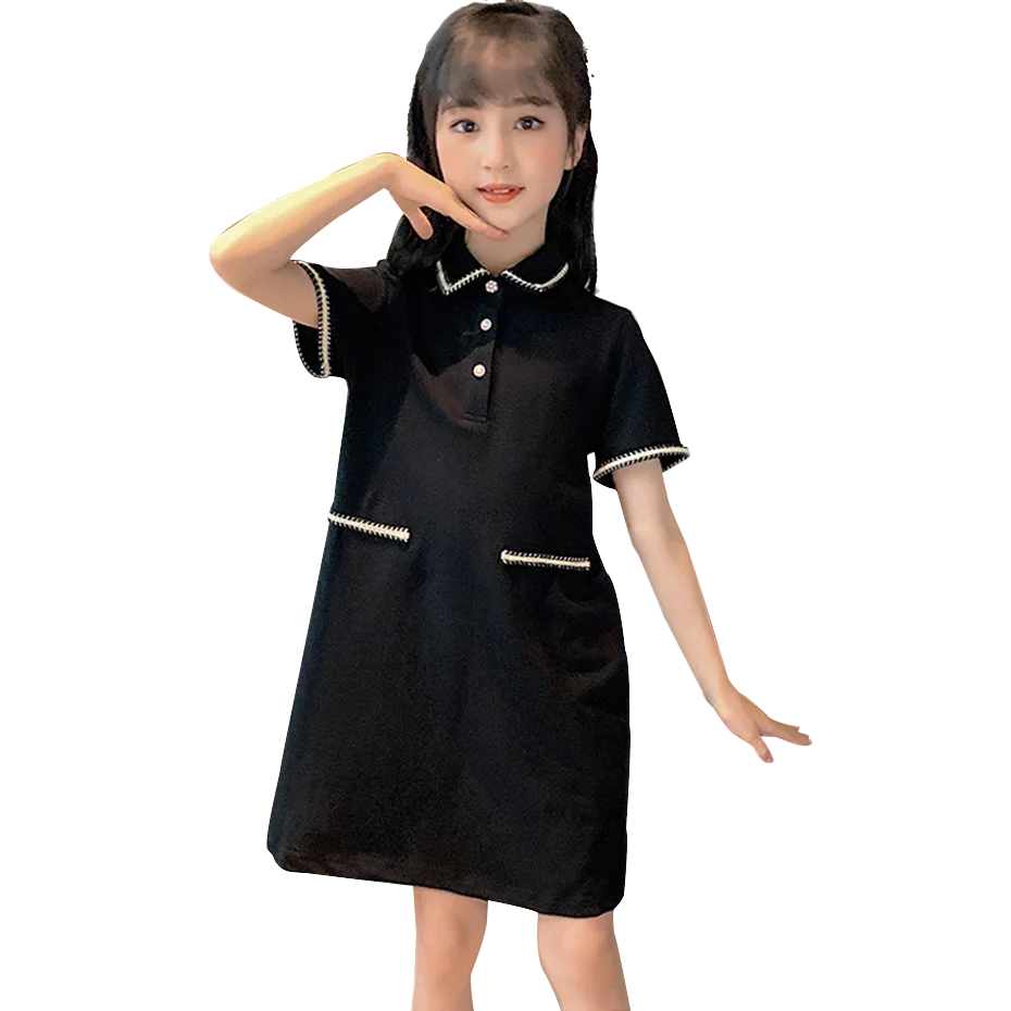 Летние платья для девочек однотонные школьные повседневное стильное детское