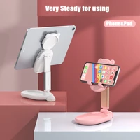 cute mirror desktop phone holder adjustable cell foldable extend support desk mobile tablet stand for makeup