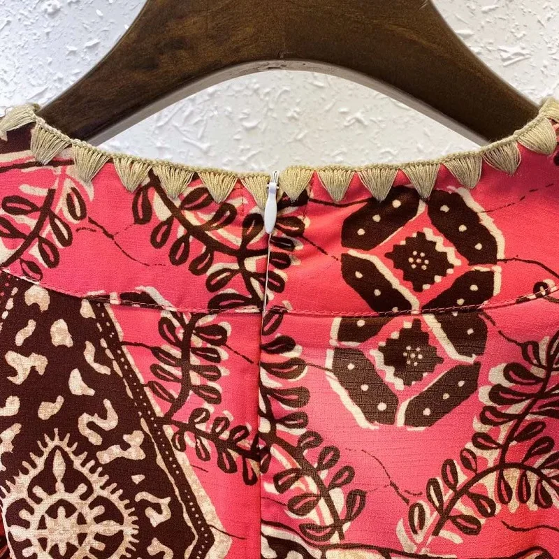 

2021 Spring Summer Fashion Club Dress Ladies Sexy V-Neck Chic Print String Belt Deco Puff Sleeve Sexy Casual Beach Dress Sun