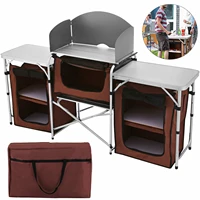 vevor multi color camping kitchen tablecabinet large sturdy portable folding cooking storage rack w 13 zippered bag outdoors