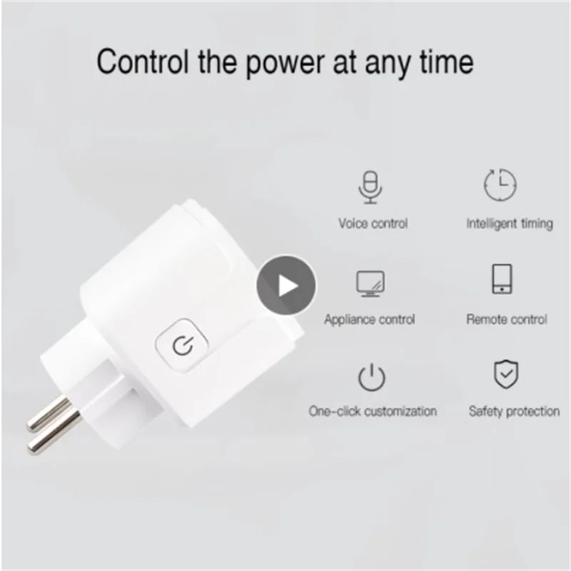 

Умная розетка Tuya для ЕС, 16 А, 110-250 В, Беспроводное дистанционное управление через приложение, таймер, умный дом для Alexa Google Assistant